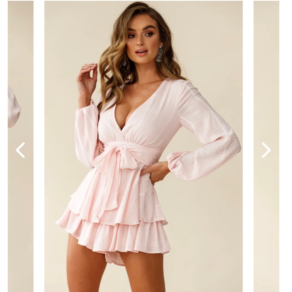Light Pink Long Sleeve Ruffle Romper Sz XS
